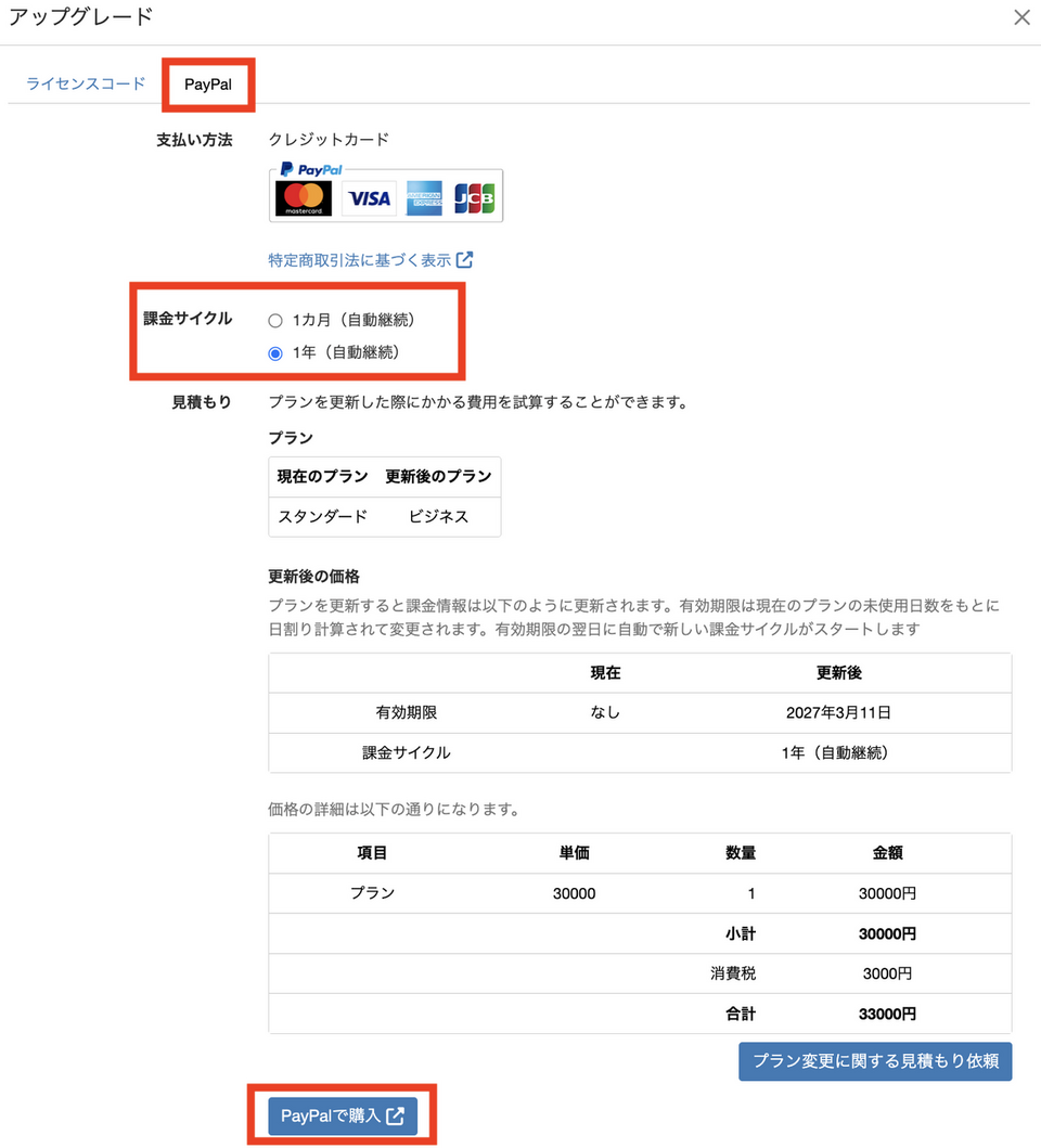 PayPalでライセンスを購入する方法