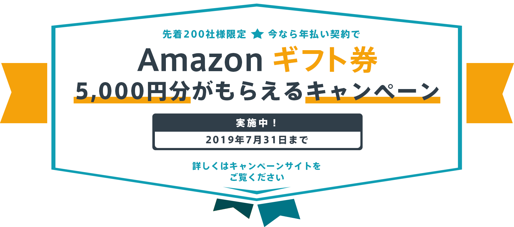 今なら年払い契約でAmazonギフト券 5,000円分がもらえるキャンペーン実施中!2019年7月31日まで