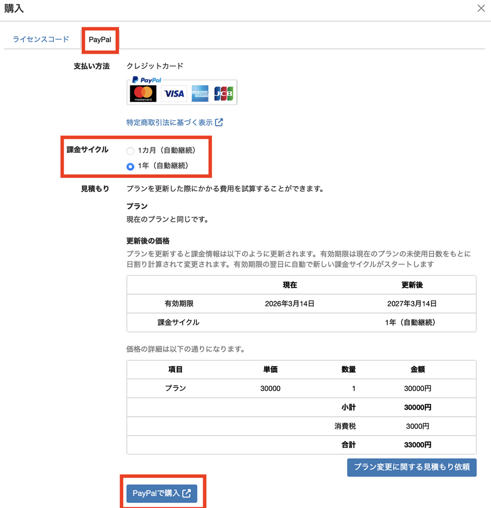PayPalでライセンスを購入する方法